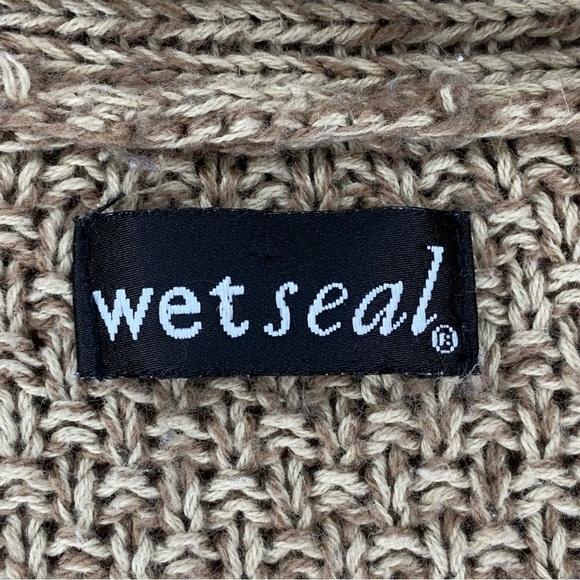 Wet Seal Beige Knit Sweater Long Sleeve Open Front Medium Stretch Shrug - Picture 6 of 7